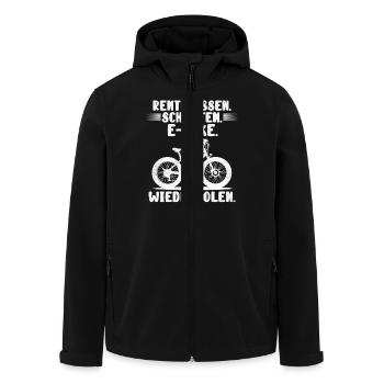 RENTE ESSEN SCHLAFEN E-BIKE WIEDERHOLEN Lustiges - Recycelte Männer Softshell-Jacke von Stanley/Stella - Schwarz - Vorne - AI Model Male 185 light (185cm)