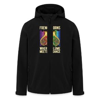 Cors français où le volume rencontre la fanfare - Veste softshell homme en polyester recyclé Stanley/Stella - noir - Devant - AI Model Male 185 light (185cm)