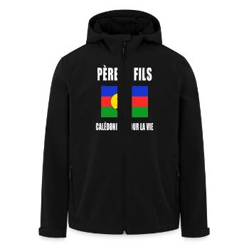 père et fils calédonien nouvelle-calédonie papa - Veste softshell homme en polyester recyclé Stanley/Stella - noir - Devant - AI Model Male 185 light (185cm)
