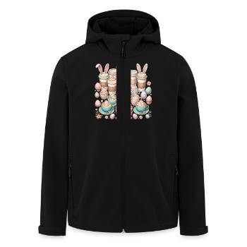 Ostern Kaffeeliebhaber Osterhase Tassen - Recycelte Männer Softshell-Jacke von Stanley/Stella - Schwarz - Vorne - AI Model Male 185 light (185cm)