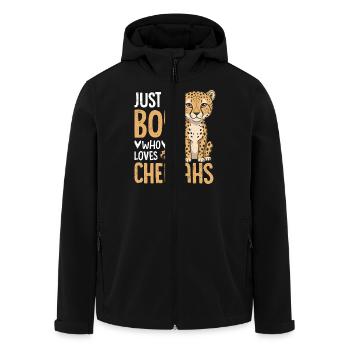Just a Boy Who Loves Cheetahs - Recycelte Männer Softshell-Jacke von Stanley/Stella - Schwarz - Vorne - AI Model Male 185 light (185cm)