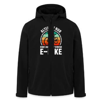 E-Bike ALTER IST NUR EINE ZAHL AUF EINEM E-BIKE - Recycelte Männer Softshell-Jacke von Stanley/Stella - Schwarz - Vorne - AI Model Male 185 light (185cm)