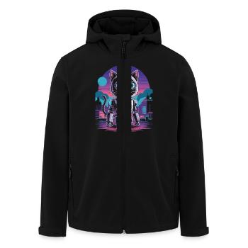 Lustiges Roboteringenieur-design Mit Roboterkatze - Recycelte Männer Softshell-Jacke von Stanley/Stella - Schwarz - Vorne - AI Model Male 185 light (185cm)