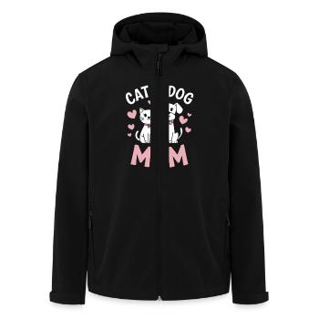 Katzen Hunde Mama Tierliebe Design - Recycelte Männer Softshell-Jacke von Stanley/Stella - Schwarz - Vorne - AI Model Male 185 light (185cm)