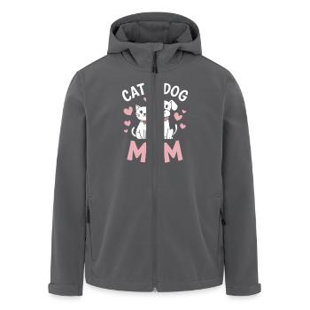 Chats Chiens Maman Animal Love Design - Veste softshell homme en polyester recyclé Stanley/Stella - charbon - Devant - AI Model Male 185 light (185cm)