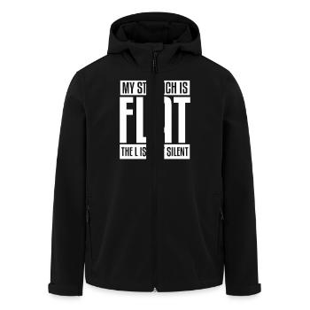 My Stomach is Flat The L is just Silent - Men’s Recycled Softshell Jacket by Stanley/Stella - black - Front - AI Model Male 185 light (185cm)