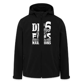 Läufer DIE 6 STUFEN EINES MARATHONS Laufen Lustig - Recycelte Männer Softshell-Jacke von Stanley/Stella - Schwarz - Vorne - AI Model Male 185 light (185cm)