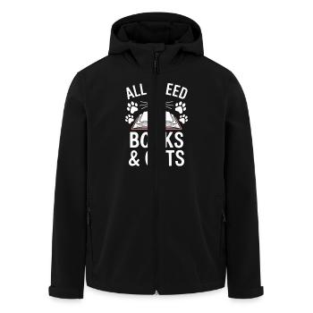 Book Reading Cat Design Kitten Saying - Men’s Recycled Softshell Jacket by Stanley/Stella - black - Front - AI Model Male 185 light (185cm)