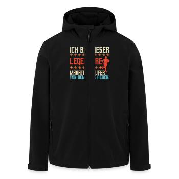 Läufer ICH BIN DIESER LEGENDÄRE MARATHONLÄUFER - Recycelte Männer Softshell-Jacke von Stanley/Stella - Schwarz - Vorne - AI Model Male 185 light (185cm)