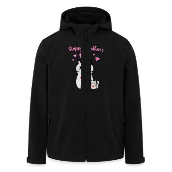 Cat and her kitten, Mother's Day - Men’s Recycled Softshell Jacket by Stanley/Stella - black - Front - AI Model Male 185 light (185cm)