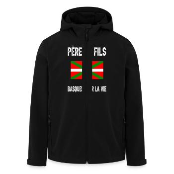père et fils papa basque pays basque - Veste softshell homme en polyester recyclé Stanley/Stella - noir - Devant - AI Model Male 185 light (185cm)