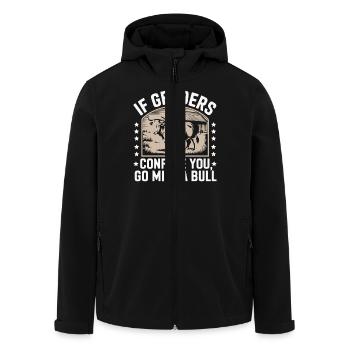 Wenn Geschlechter Verwirren, Melke Einen Stier - Recycelte Männer Softshell-Jacke von Stanley/Stella - Schwarz - Vorne - AI Model Male 185 light (185cm)