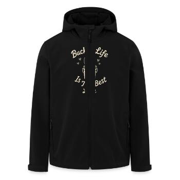 Composting Toilet Life Eco Humor Off Grid Bathroom - Men’s Recycled Softshell Jacket by Stanley/Stella - black - Front - AI Model Male 185 light (185cm)