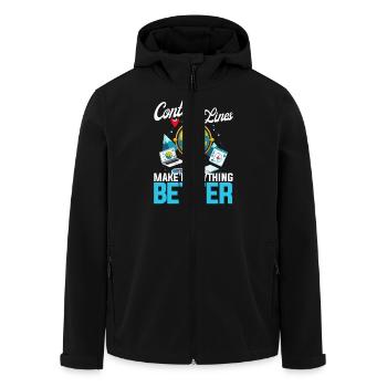 Geographic Information Systems Contur Lines - Men’s Recycled Softshell Jacket by Stanley/Stella - black - Front - AI Model Male 185 light (185cm)