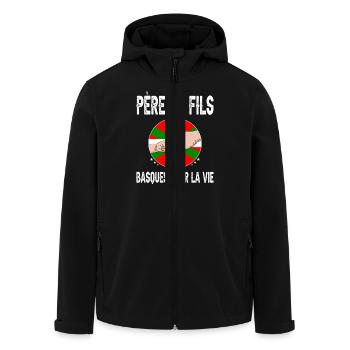 père et fils papa basques pays basque fête pères - Veste softshell homme en polyester recyclé Stanley/Stella - noir - Devant - AI Model Male 185 light (185cm)