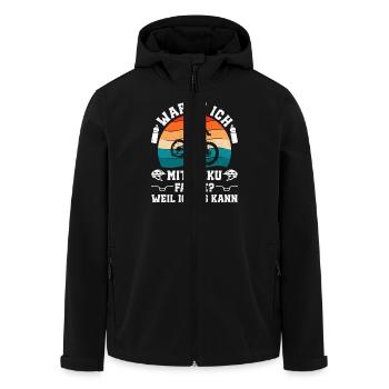 Elektro Rad WARUM ICH MIT AKKU FAHRE Lustig - Recycelte Männer Softshell-Jacke von Stanley/Stella - Schwarz - Vorne - AI Model Male 185 light (185cm)