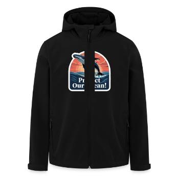 WALE, SCHÜTZT UNSEREN OZEAN - Recycelte Männer Softshell-Jacke von Stanley/Stella - Schwarz - Vorne - AI Model Male 185 light (185cm)