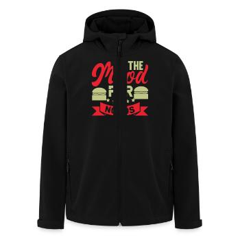 In the Mood for Noods Funny Design - Men’s Recycled Softshell Jacket by Stanley/Stella - black - Front - AI Model Male 185 light (185cm)
