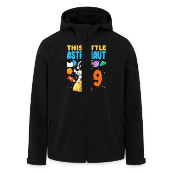 This little astronaut is nine years old - Men’s Recycled Softshell Jacket by Stanley/Stella - black - Front - AI Model Male 185 light (185cm)