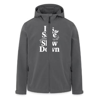 Therapy Affirmation Mindfulness Quote Feelings - Men’s Recycled Softshell Jacket by Stanley/Stella - anthracite - Front - AI Model Male 185 light (185cm)