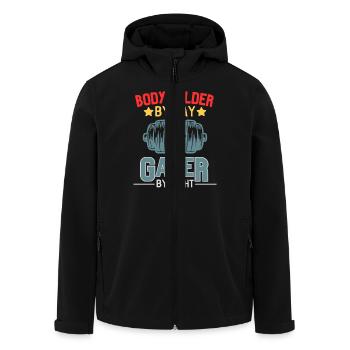 Gamer Bodybuilder Strength Sports Design - Men’s Recycled Softshell Jacket by Stanley/Stella - black - Front - AI Model Male 185 light (185cm)