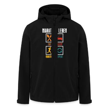 Läufer MARATHON LEBEN Laufen Lustiges - Recycelte Männer Softshell-Jacke von Stanley/Stella - Schwarz - Vorne - AI Model Male 185 light (185cm)