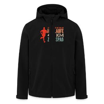 Läufer ICH LAUFE 42.2 KM ZUM SPAß Lustiges - Recycelte Männer Softshell-Jacke von Stanley/Stella - Schwarz - Vorne - AI Model Male 185 light (185cm)