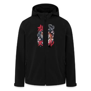 Tigre avec des cerisiers en fleurs et des - Veste softshell homme en polyester recyclé Stanley/Stella - noir - Devant - AI Model Male 185 light (185cm)