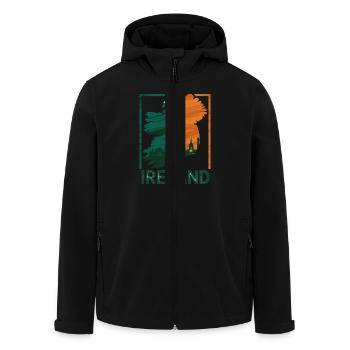Irlandkarte Mit Skyline Und Irischer Flagge - Recycelte Männer Softshell-Jacke von Stanley/Stella - Schwarz - Vorne - AI Model Male 185 light (185cm)