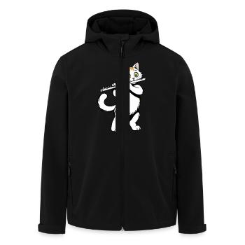 Katze spielt Flöte - Recycelte Männer Softshell-Jacke von Stanley/Stella - Schwarz - Vorne - AI Model Male 185 light (185cm)