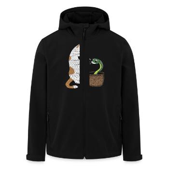 Le chat joue de la flûte et hynotise le serpent - Veste softshell homme en polyester recyclé Stanley/Stella - noir - Devant - AI Model Male 185 light (185cm)