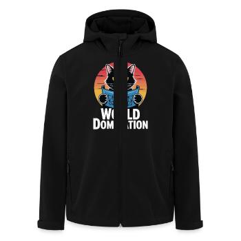 World domination – cat with big plans - Men’s Recycled Softshell Jacket by Stanley/Stella - black - Front - AI Model Male 185 light (185cm)