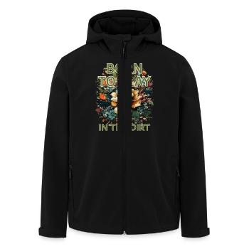 BORN TO PLAY IN THE DIRT - Men’s Recycled Softshell Jacket by Stanley/Stella - black - Front - AI Model Male 185 light (185cm)