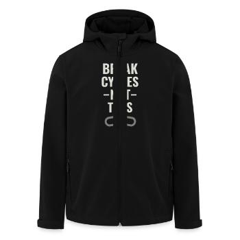 Emotionally Available Father Sanfter - Men’s Recycled Softshell Jacket by Stanley/Stella - black - Front - AI Model Male 185 light (185cm)