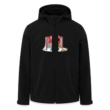 Eishockey Torwart Eishockey Herz Design - Recycelte Männer Softshell-Jacke von Stanley/Stella - Schwarz - Vorne - AI Model Male 185 light (185cm)