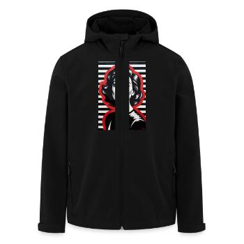 Portrait rétro élégant avec motif rayé - Veste softshell homme en polyester recyclé Stanley/Stella - noir - Devant - AI Model Male 185 light (185cm)