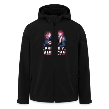 Proudly American Cap with Fireworks - Men’s Recycled Softshell Jacket by Stanley/Stella - black - Front - AI Model Male 185 light (185cm)
