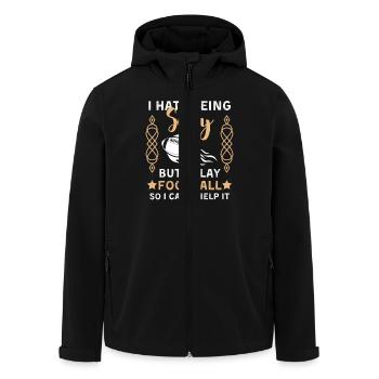 Funny American Football Saying - Men’s Recycled Softshell Jacket by Stanley/Stella - black - Front - AI Model Male 185 light (185cm)