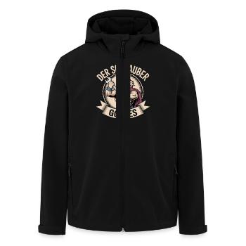 Der Schrauber Gottes - Recycelte Männer Softshell-Jacke von Stanley/Stella - Schwarz - Vorne - AI Model Male 185 light (185cm)