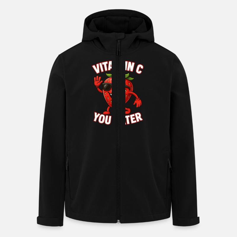 Fraise Vitamine C Fruit Drôle - Veste softshell homme en polyester recyclé Stanley/Stella - noir