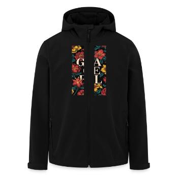 Grauevolle Blumenmuster Kunstwerk - Recycelte Männer Softshell-Jacke von Stanley/Stella - Schwarz - Vorne - AI Model Male 185 light (185cm)