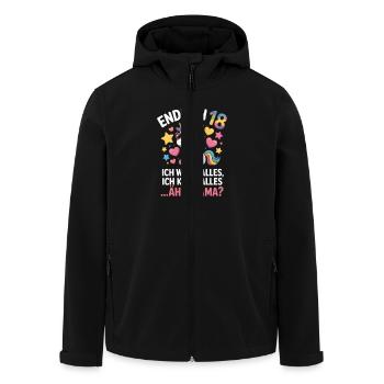 Endlich 18 Einhorn Spruch - Recycelte Männer Softshell-Jacke von Stanley/Stella - Schwarz - Vorne - AI Model Male 185 light (185cm)