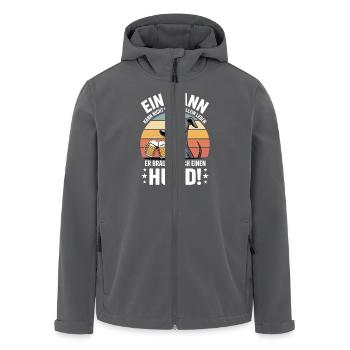 Lustiges Mann Hund Bier - Recycelte Männer Softshell-Jacke von Stanley/Stella - Anthrazit - Vorne - AI Model Male 185 light (185cm)