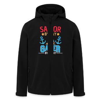 Segeln trifft Gaming Design - Recycelte Männer Softshell-Jacke von Stanley/Stella - Schwarz - Vorne - AI Model Male 185 light (185cm)