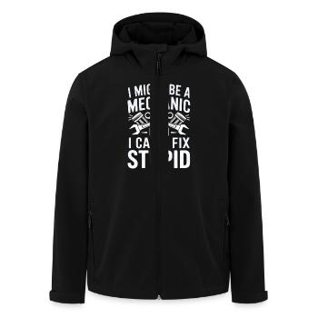 Mechanic Craftsman Design - Men’s Recycled Softshell Jacket by Stanley/Stella - black - Front - AI Model Male 185 light (185cm)