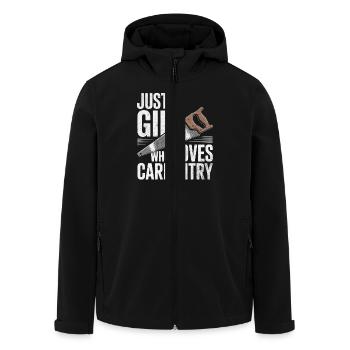 Just a girlwho loves carpentry - Men’s Recycled Softshell Jacket by Stanley/Stella - black - Front - AI Model Male 185 light (185cm)