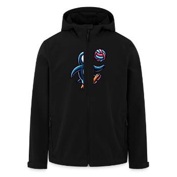 Penguin having fun with volleyball - Men’s Recycled Softshell Jacket by Stanley/Stella - black - Front - AI Model Male 185 light (185cm)