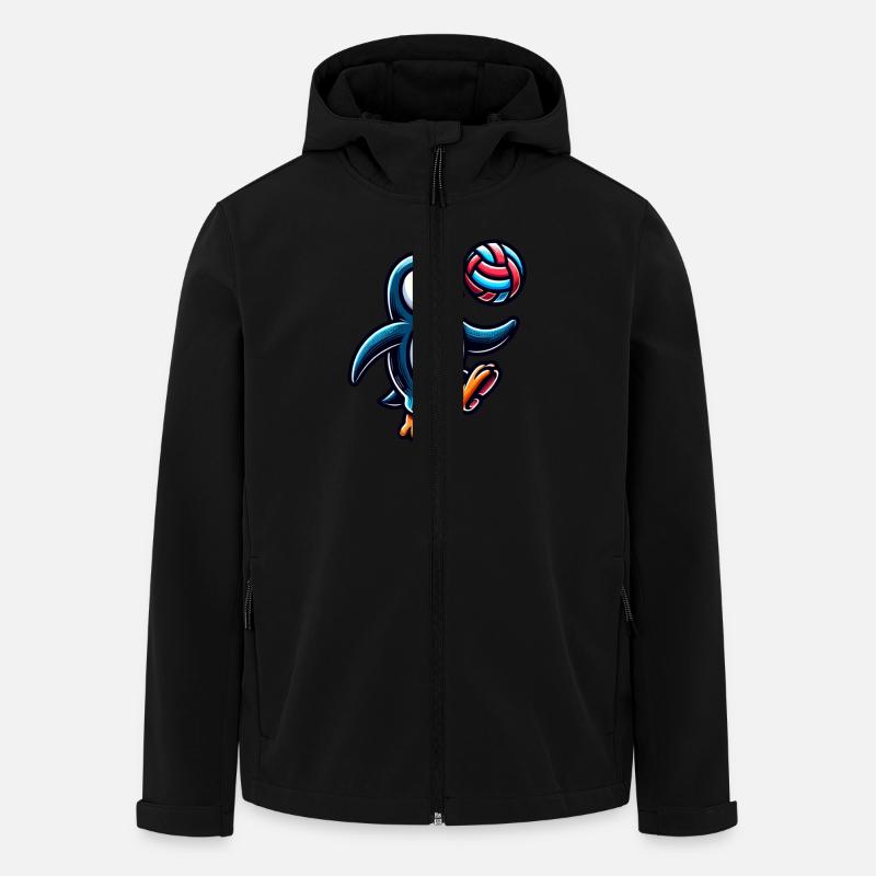 Penguin having fun with volleyball - Men’s Recycled Softshell Jacket by Stanley/Stella - black