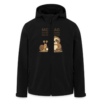 Montag - Bin anwesend Faultier und Kaffee Fun Büro - Recycelte Männer Softshell-Jacke von Stanley/Stella - Schwarz - Vorne - AI Model Male 185 light (185cm)