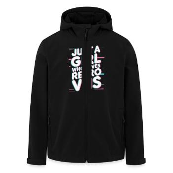 Just a girl who loves retro vhs - Men’s Recycled Softshell Jacket by Stanley/Stella - black - Front - AI Model Male 185 light (185cm)